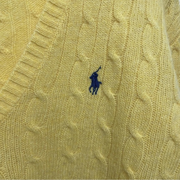 Ralph Lauren Sport Womens Yellow Cable Knit Jumper XL 100% Wool - Picture 2 of 4